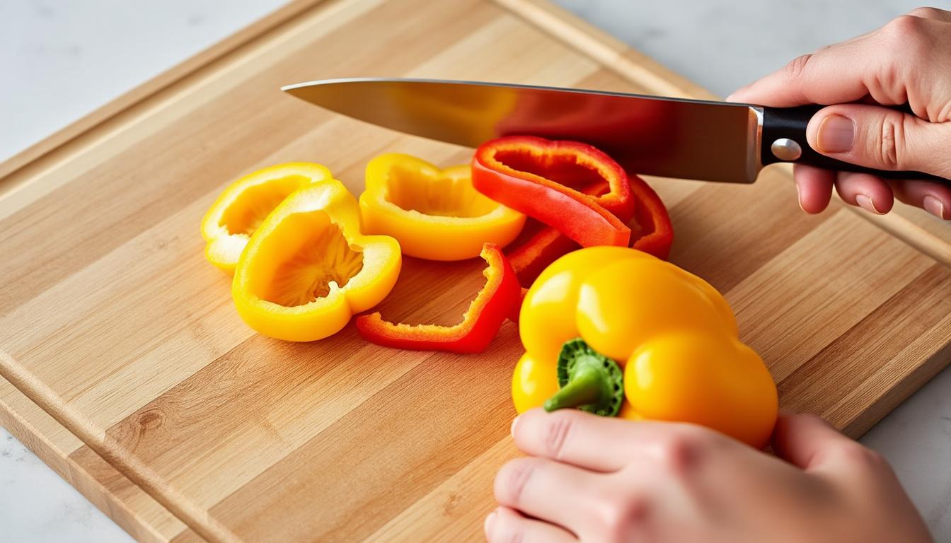 découvrez nos astuces simples et efficaces pour couper des poivrons en lanières comme un chef, et apportez une touche professionnelle à vos recettes.
