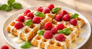 Une explosion de saveurs : la recette de gaufres au chocolat blanc framboises et basilic découvrez une recette gourmande de gaufres au chocolat blanc, framboises fraîches et basilic, pour une explosion de saveurs sucrées et estivales.